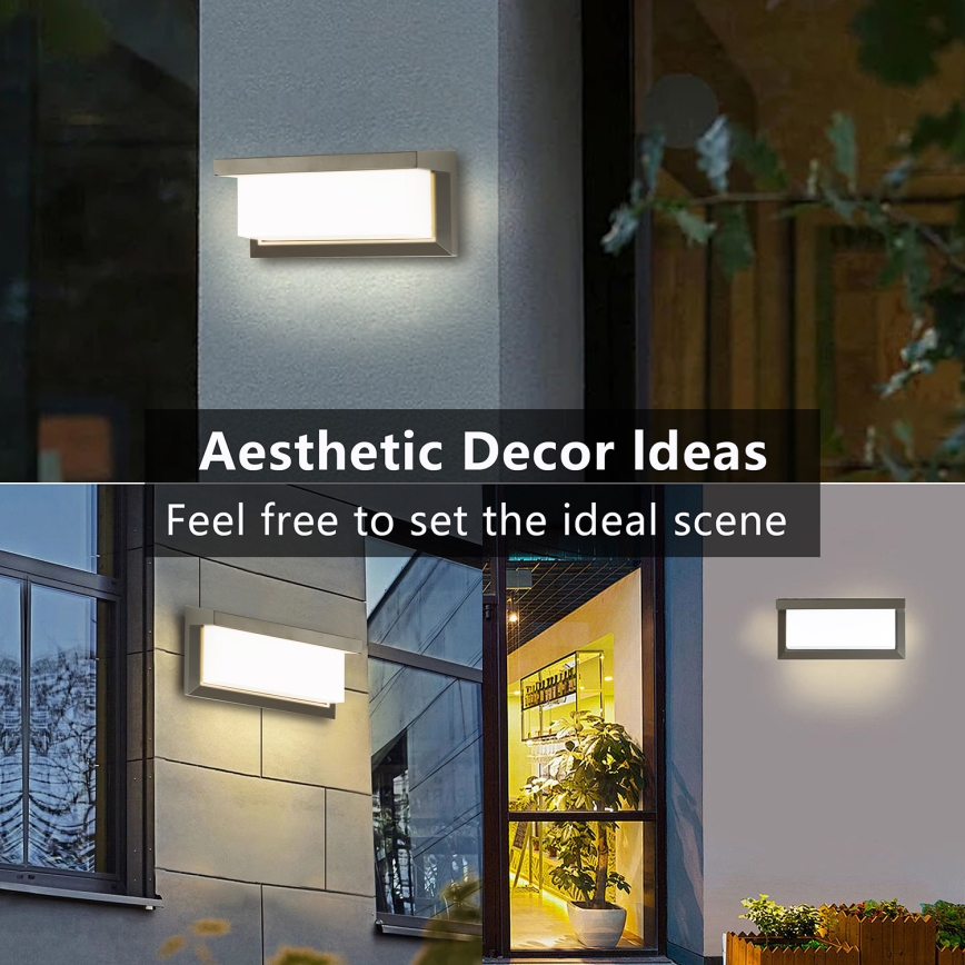 Brilagi - Applique murale extérieure avec détecteur BRICKY LED/12W/230V gris IP54