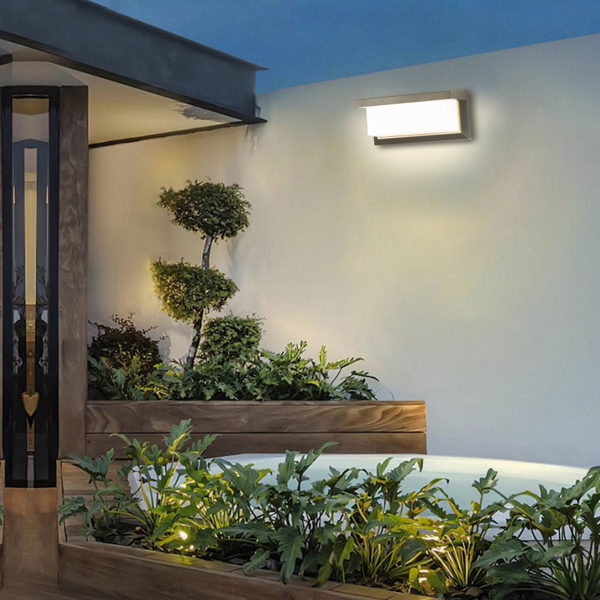 Brilagi - Applique murale extérieure avec détecteur BRICKY LED/12W/230V gris IP54