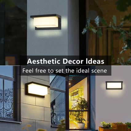 Brilagi - Applique murale extérieure avec détecteur BRICKY LED/12W/230V noir IP54