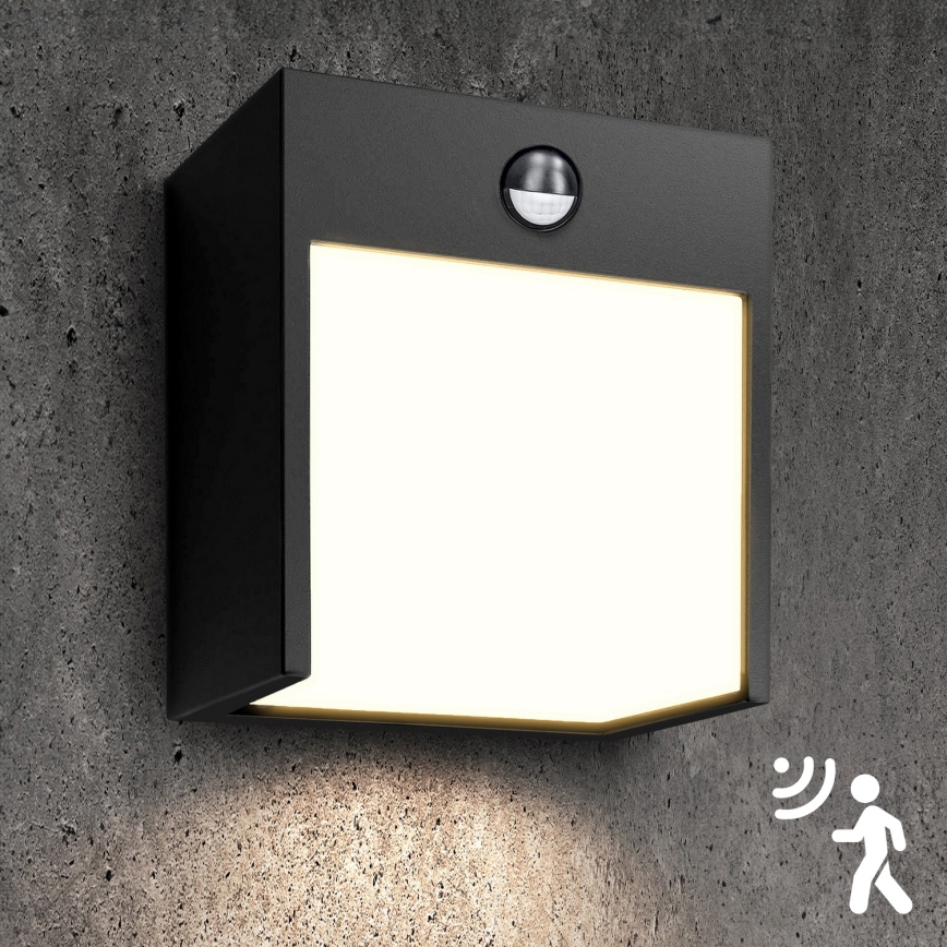 Brilagi-Applique murale extérieure avec détecteur TERNI LED/12W/230V noir IP44