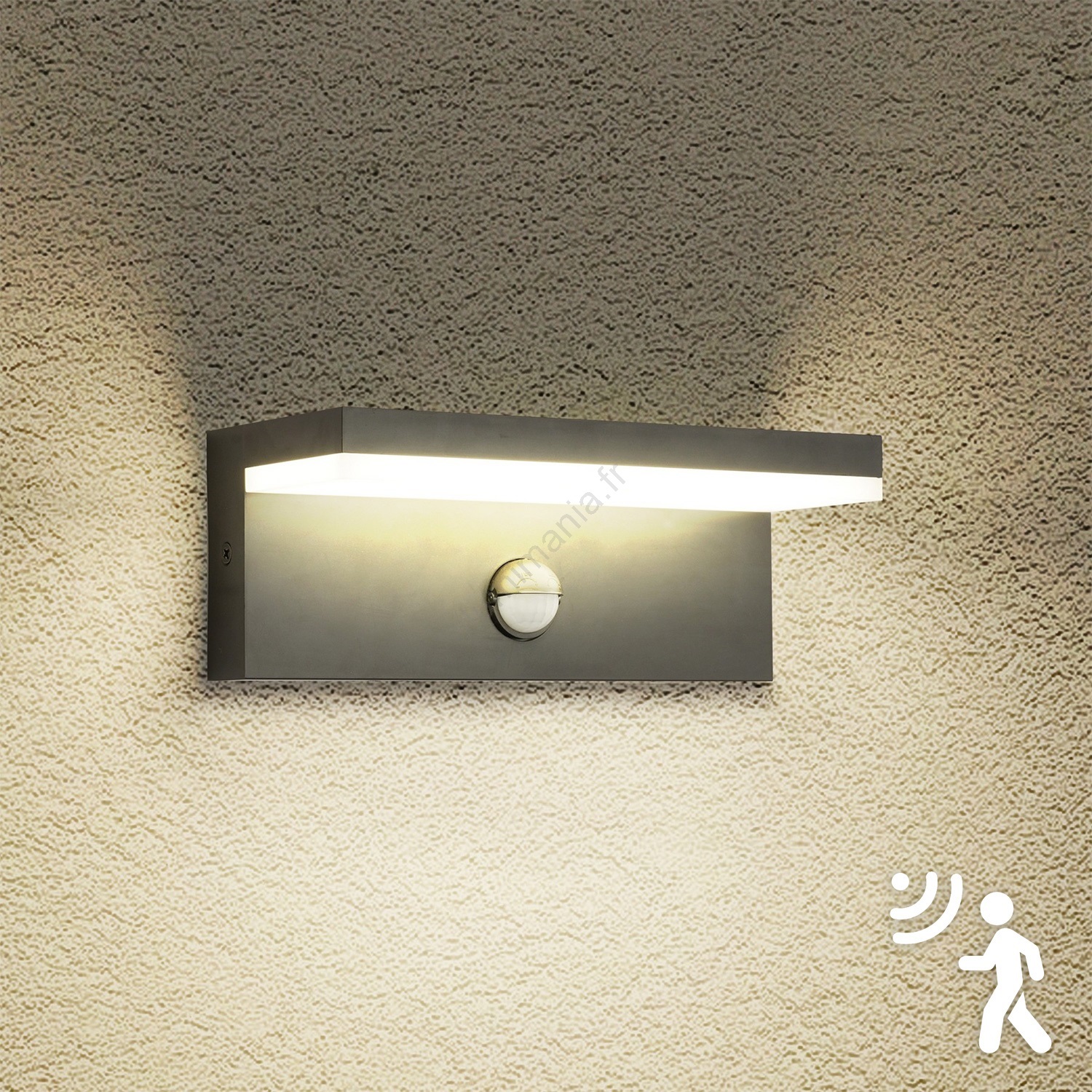 Applique Murale Extérieure LED 10W Avec Détecteur De Mouvement PIR - 3000K Blanc Chaud, IP54, Gris