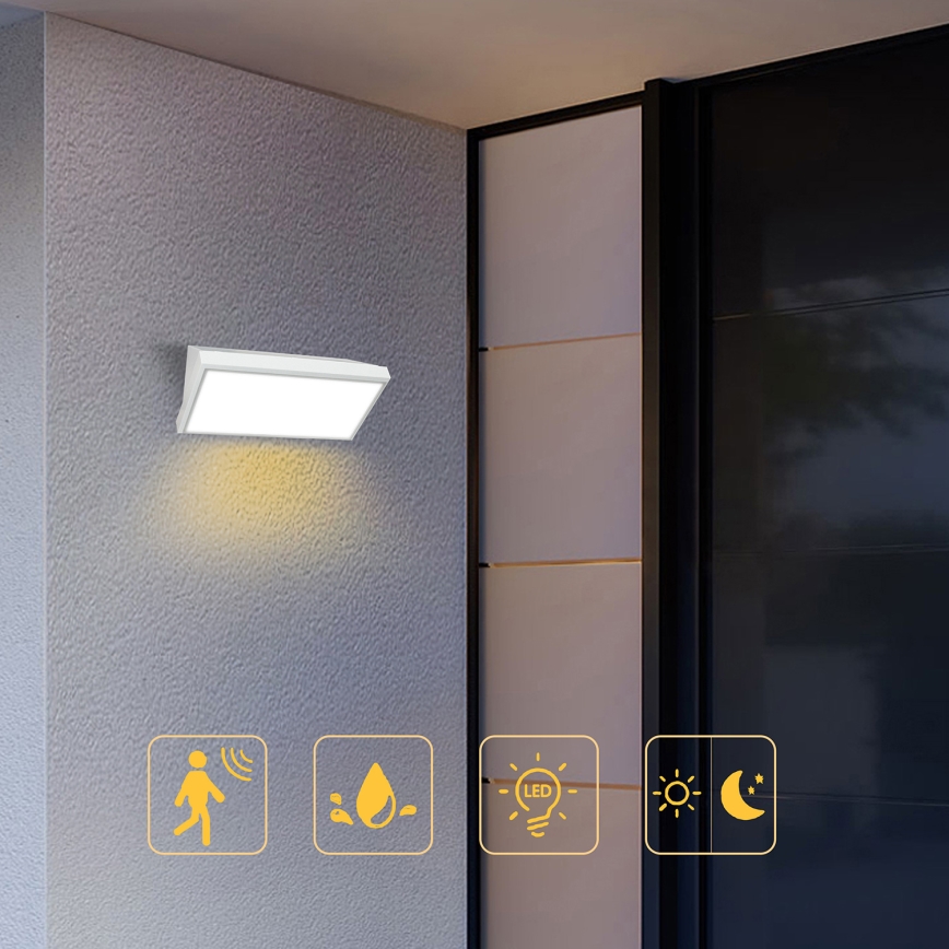 Brilagi - Applique murale extérieure avec détecteur TRIANGLE LED/20W/230V blanc IP65