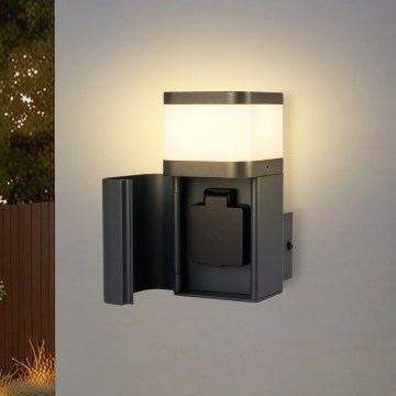 Brilagi - Applique murale extérieure avec prise SCHUKO PILLAR 1xG9/11W/230V IP44 anthracite
