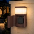 BRILAGI - Applique murale extérieure avec prise SCHUKO PILLAR 1xG9/11W/230V IP44 marron