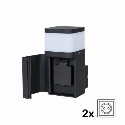 BRILAGI - Applique murale d'extérieur avec prise SCHUKO PILLAR 1xG9/11W/230V IP44 noire