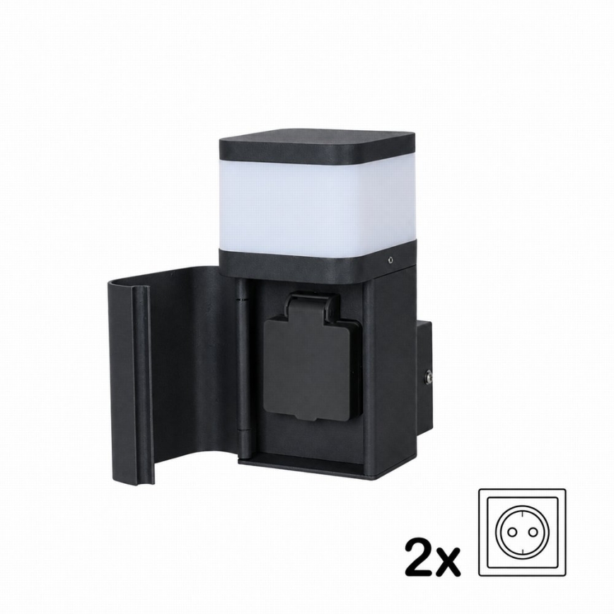 BRILAGI - Applique murale d'extérieur avec prise SCHUKO PILLAR 1xG9/11W/230V IP44 noire