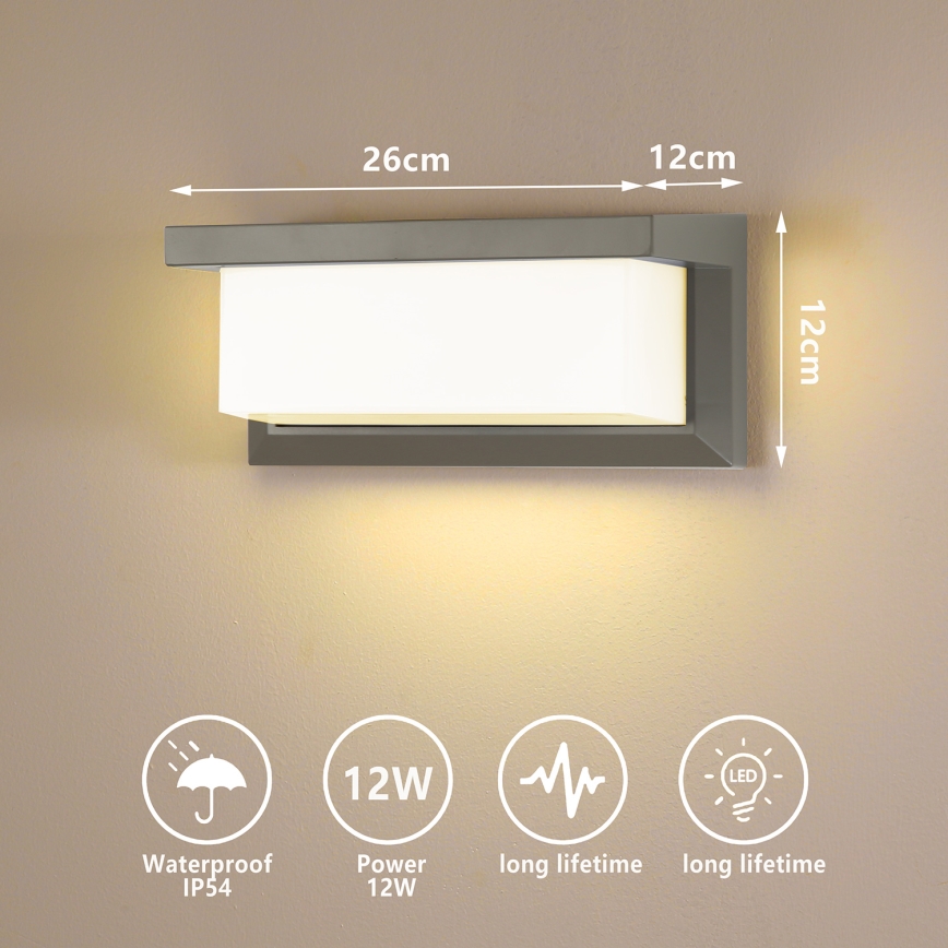 Brilagi - Applique murale extérieure BRICKY LED/12W/230V gris IP54