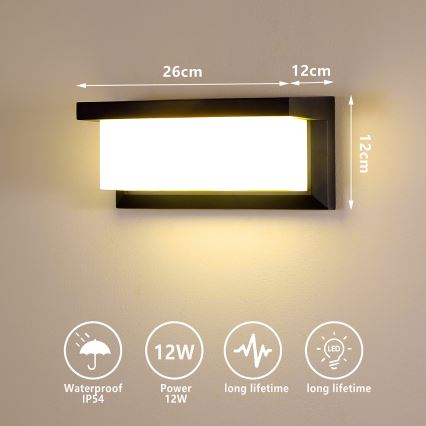 Brilagi - Applique murale extérieure BRICKY LED/12W/230V noir IP54