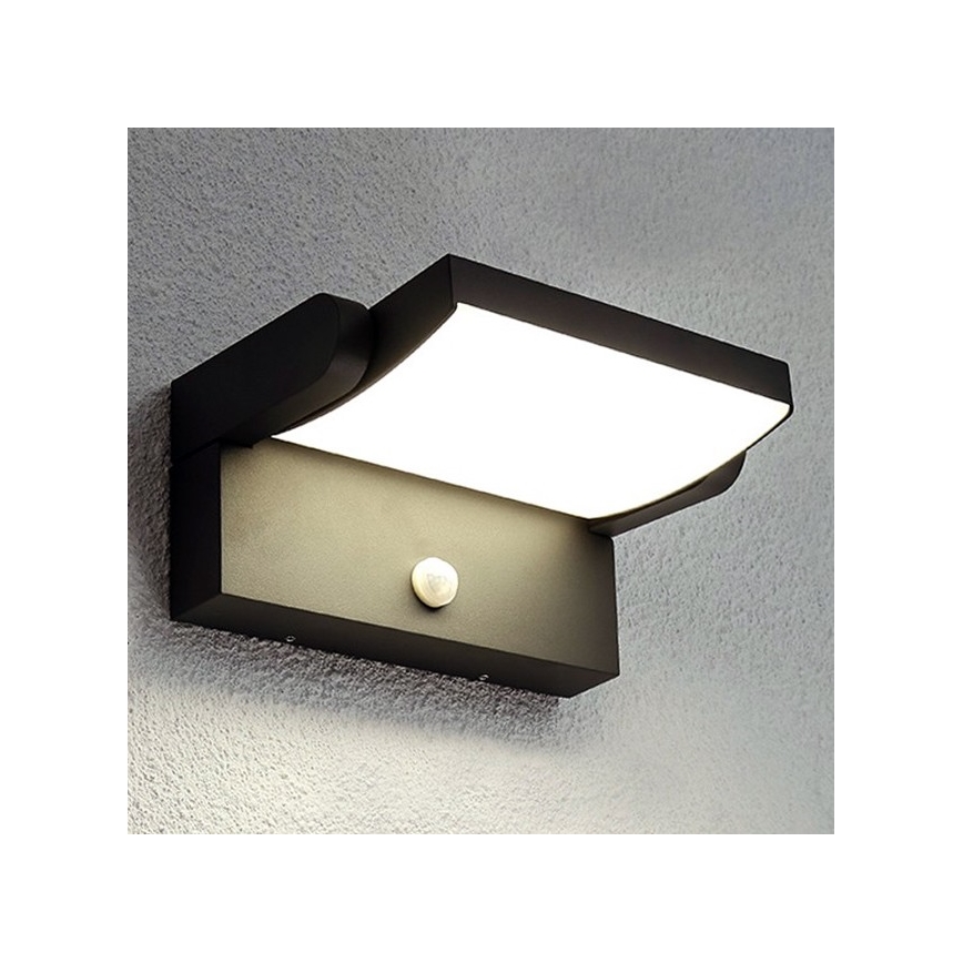 BRILAGI - Applique murale LED d'extérieur avec détecteur de mouvement et capteur crépusculaire ANKLE LED/12W/230V IP65 noire