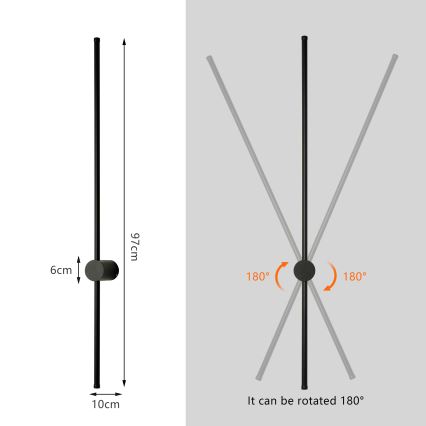 Brilagi - Applique murale d'extérieur AURA LED/20W/230V 4000K IP54 97 cm noir IRC 90