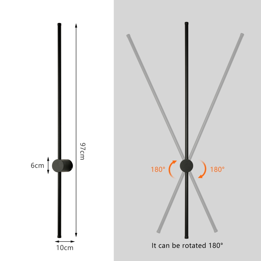 Brilagi - Applique murale d'extérieur AURA LED/20W/230V 4000K IP54 97 cm noir IRC 90