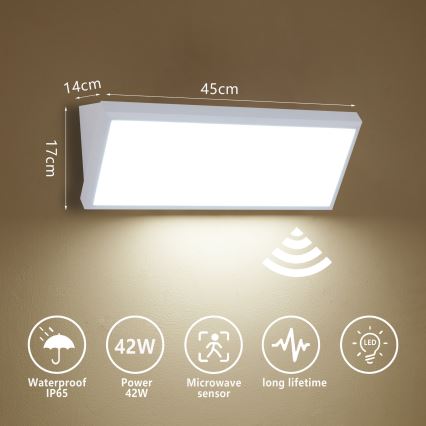 Brilagi - Applique murale d'extérieur LED avec détecteur de mouvement TRIANGLE LED/42W/230V blanc IP65