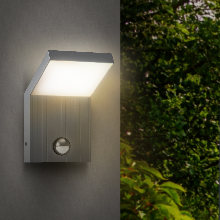 Brilagi - Applique murale d'extérieur LED avec capteur RIANO LED/8W/230V argentée IP65