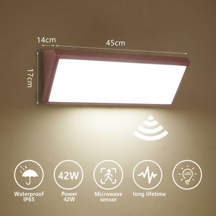 Brilagi - Applique murale d'extérieur LED avec détecteur de mouvement TRIANGLE LED/42W/230V 45 cm marron IP65