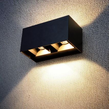 Brilagi - Applique murale extérieure LED DOUBLE CUBE LED/12W/230V noire IP65