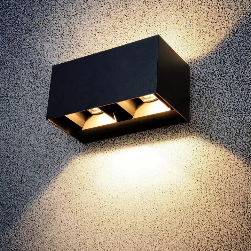 Brilagi - Applique murale extérieure LED DOUBLE CUBE LED/12W/230V noire IP65