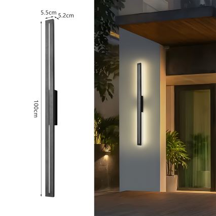 Brilagi - Applique murale extérieure LINEO LED/24W/230V 4000K IP65 100 cm noire IRC 90