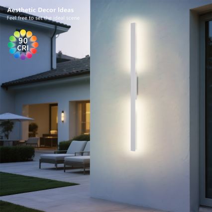 Brilagi - Applique murale extérieure LED LUNA 24W/230V 3000K IP65 100 cm blanche IRC 90