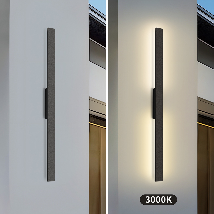 Brilagi - Applique murale extérieure LED LUNA, 24 W, 230 V, 3000 K, IP65, 100 cm, noire, IRC 90