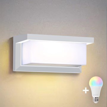 BRILAGI - Applique murale extérieure LED RGBW dimmable BRICKY 1xE27/12W/230V 2700-6500K IP54 blanche