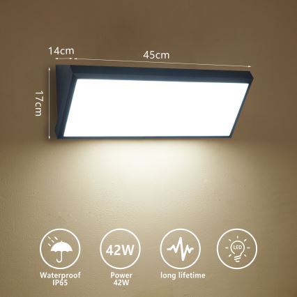 Brilagi - Applique murale d'extérieur LED TRIANGLE LED/42W/230V 3000/4000/6500K 45 cm noire IP65
