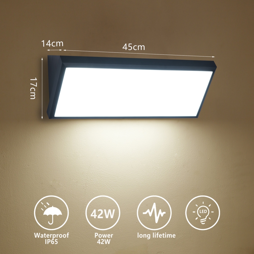 Brilagi - Applique murale d'extérieur LED TRIANGLE LED/42W/230V 3000/4000/6500K 45 cm noire IP65