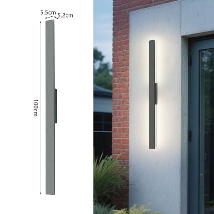 Brilagi - Applique murale extérieure LED LUNA/24W/230V 3000K IP65 100 cm anthracite IRC 90
