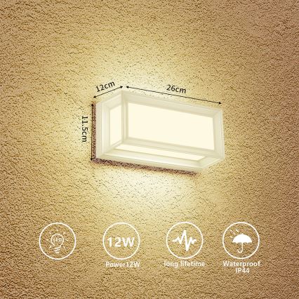 Brilagi - Applique murale d'extérieur LED PARKER/12W/230V 3000/4500/6000K blanche IP44