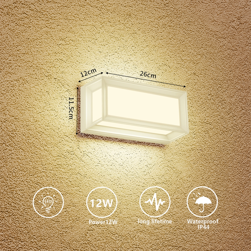 Brilagi - Applique murale d'extérieur LED PARKER/12W/230V 3000/4500/6000K blanche IP44