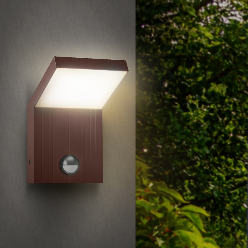 Brilagi - applique murale d'extérieur LED avec détecteur RIANO LED/8W/230V marron IP65