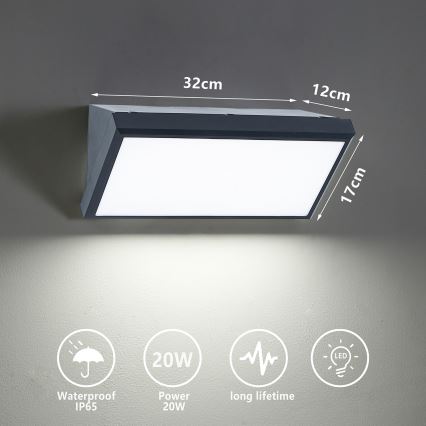 Brilagi - Applique murale extérieure TRIANGLE LED/20W/230V anthracite IP65