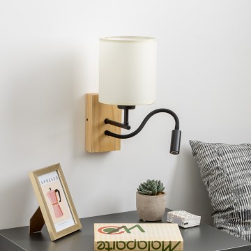 Brilagi - Applique murale flexible 1xE27/25W/230V + LED/3W chêne/noir/crème