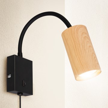 Brilagi - Applique murale flexible avec interrupteur SELE 1xGU10/30W/230V noir/décor chêne