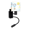Brilagi - Applique murale flexible LED pour enfants BOBO 1xE27/25W/230V + LED/3W noir/blanc/motifs animaux