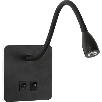 Brilagi - Applique murale flexible MAYA Double LED/4W/230V + LED/3W noir