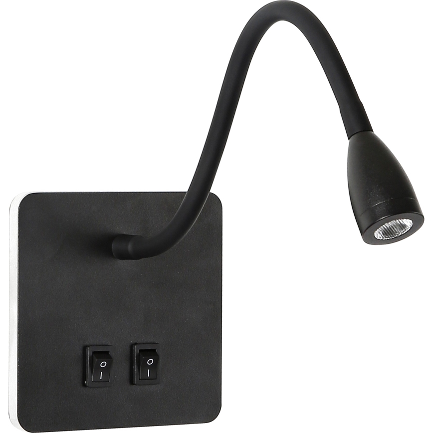 Brilagi - Applique murale flexible MAYA Double LED/4W/230V + LED/3W noir