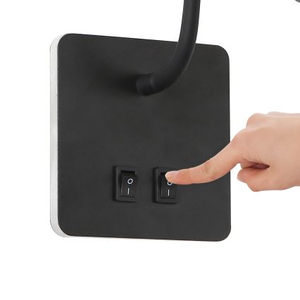 Brilagi - Applique murale flexible MAYA Double LED/4W/230V + LED/3W noir