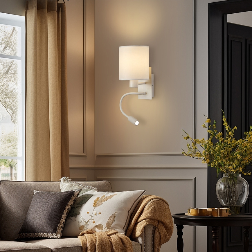 Brilagi - Applique murale flexible NUBILA 1xE27/25W/230V + LED/3W blanc