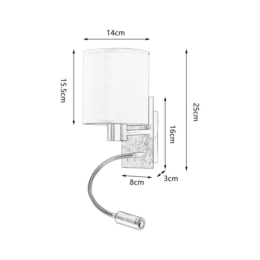 Brilagi - Applique murale flexible NUBILA 1xE27/25W/230V + LED/3W chrome mat/crème