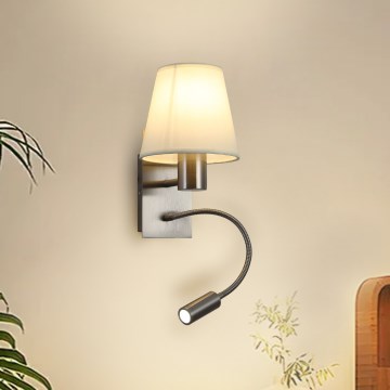 Brilagi - Applique murale flexible NUBILA 1xE27/25W/230V + LED/3W chrome mat/crème