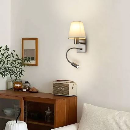 Brilagi - Applique murale flexible NUBILA 1xE27/25W/230V + LED/3W chrome mat/crème