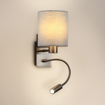 Brilagi - Applique murale flexible NUBILA 1xE27/25W/230V + LED/3W chrome mat/gris