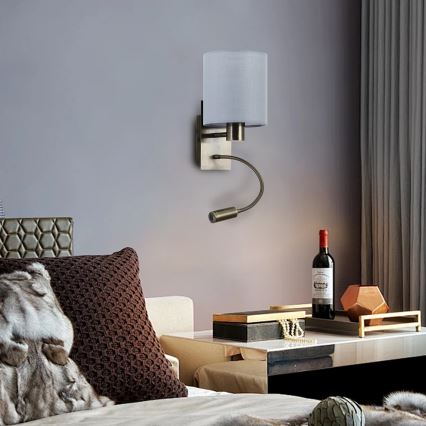 Brilagi - Applique murale flexible NUBILA 1xE27/25W/230V + LED/3W laiton/crème