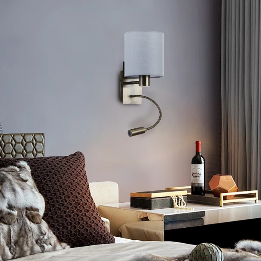 Brilagi - Applique murale flexible NUBILA 1xE27/25W/230V + LED/3W laiton/crème