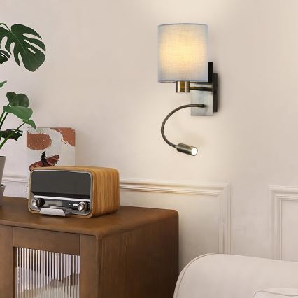 Brilagi - Applique murale flexible NUBILA 1xE27/25W/230V + LED/3W laiton/crème