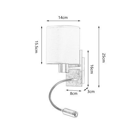 Brilagi - Applique murale flexible NUBILA 1xE27/25W/230V + LED/3W laiton/crème