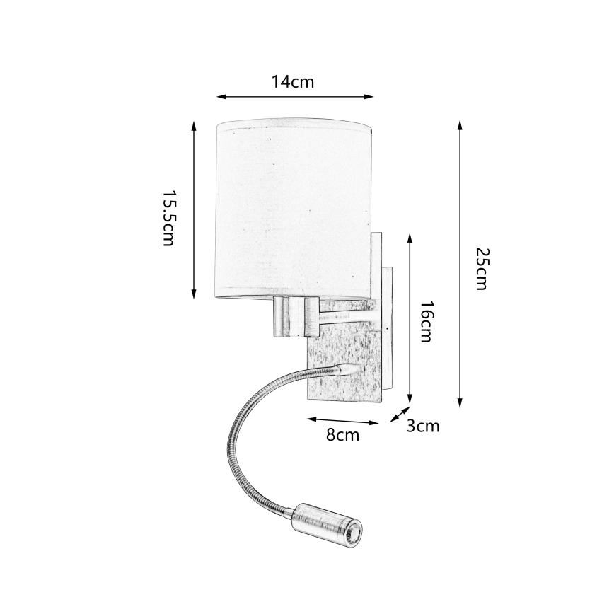 Brilagi - Applique murale flexible NUBILA 1xE27/25W/230V + LED/3W laiton/crème