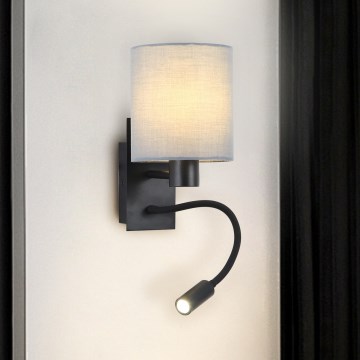 Brilagi - Applique murale flexible NUBILA 1xE27/25W/230V + LED/3W noir/gris