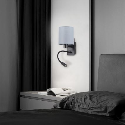 Brilagi - Applique murale flexible NUBILA 1xE27/25W/230V + LED/3W noir/gris