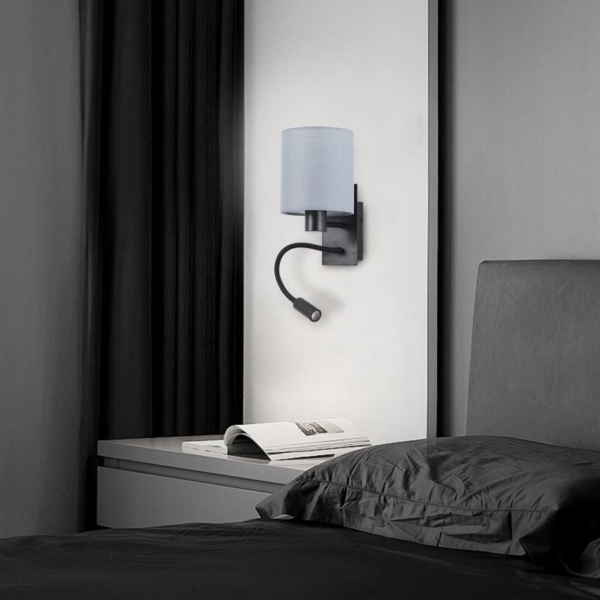 Brilagi - Applique murale flexible NUBILA 1xE27/25W/230V + LED/3W noir/gris